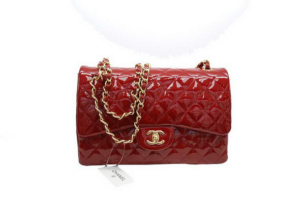 Best Hot Style Chanel Jumbo Double Flaps Bag Red Original Patent Leather Replica